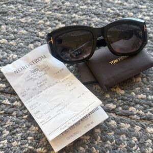 Tom Ford Black Women's Oversized Sunglasses with Signature Gold Accent